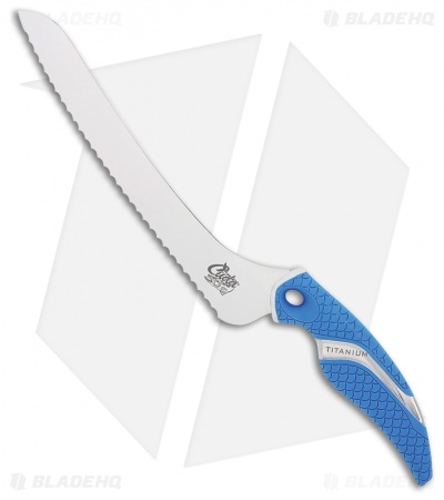Camillus Cuda Offset Fixed Blade Knife Blue (8.875" Bead Blast Full Serr) 18844 