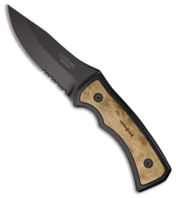 Camillus Mountaineer Fixed Blade Knife Birchwood (4" Black) CM19084