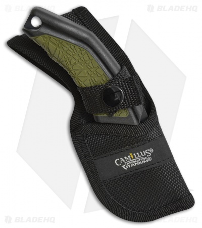 Camillus Guthook Gutter Fixed Blade Knife Green FRN (2.25" Black)