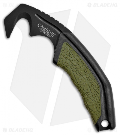 Camillus Guthook Gutter Fixed Blade Knife Green FRN (2.25" Black)