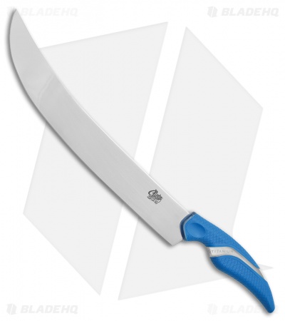 Camillus Cuda Titan Curved Large Fixed Blade Knife Blue Polymer (12" Mirror)