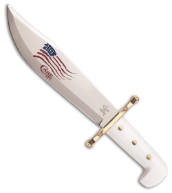 Case Cutlery Bowie with Flag Fixed Blade Knife White (9.5" Mirror) 226899