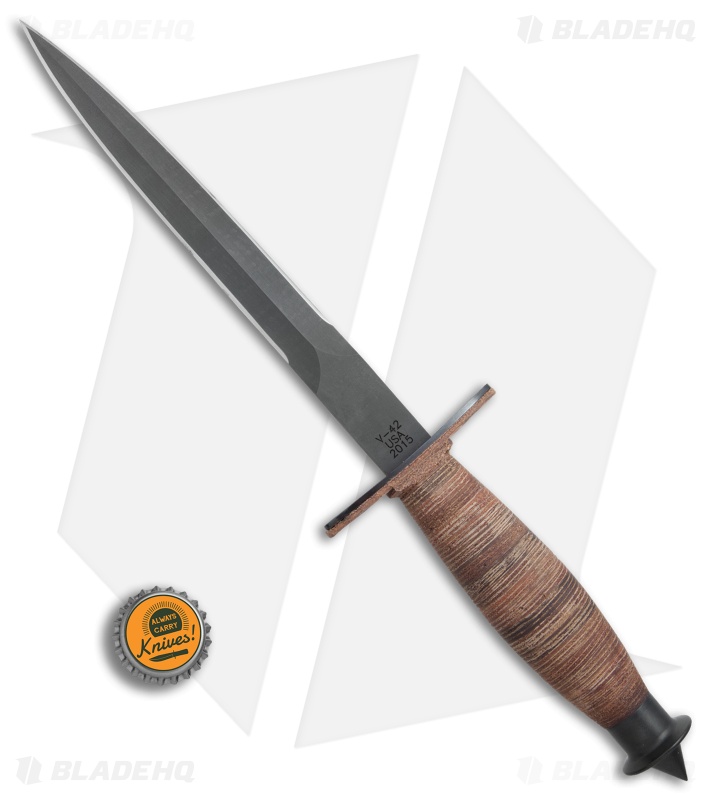 Case Knives V-42 Stiletto Dagger Fixed Blade Knife Leather Wrapped (7.25" Black)