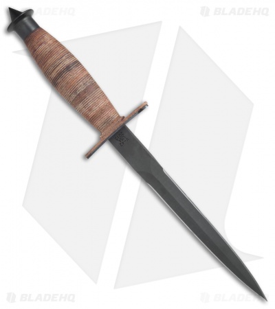 Case Knives V-42 Stiletto Dagger Fixed Blade Knife Leather Wrapped (7.25" Black)
