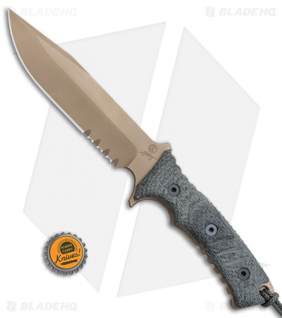 Chris Reeve Knives Pacific Fixed Blade Black Canvas Micarta (6.38" FDE Serr)