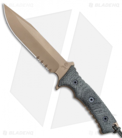 Chris Reeve Knives Pacific Fixed Blade Black Canvas Micarta (6.38" FDE Serr)