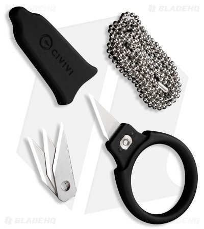 CIVIVI Quick Snip Fixed Blade Knife Black ABS (0.68" Satin) C22022A-1