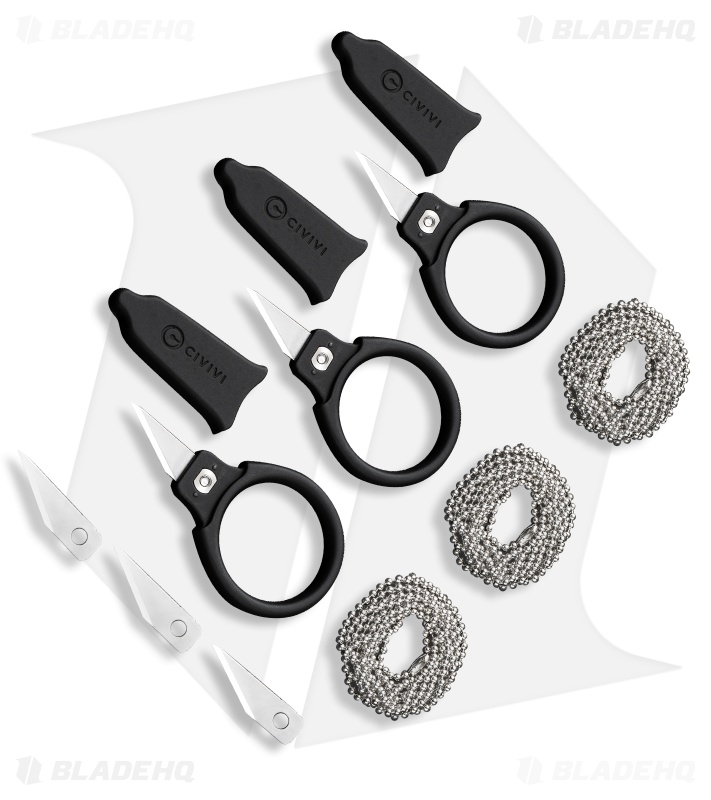 CIVIVI Quick Snip Fixed Blade Knife 3pc Black ABS (0.68" Satin) C22022A-2