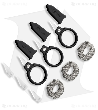 CIVIVI Quick Snip Fixed Blade Knife 3pc Black ABS (0.68" Satin) C22022A-2
