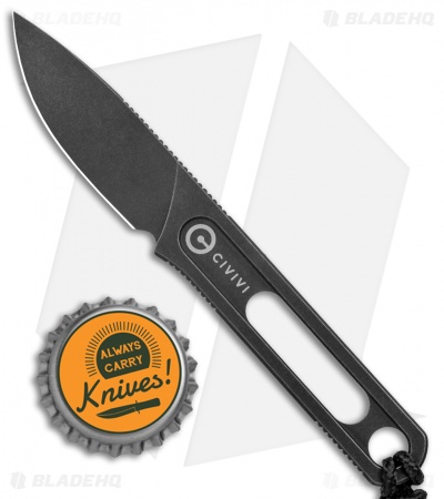 CIVIVI Minimis Fixed Blade Knife w/ Pocket Sheath (2.2" Black Stonewash)