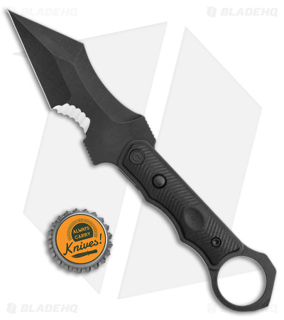 CIVIVI Orthrus Tactical Button Fixed Blade Knife Black G-10 (3.8" Black Serr)