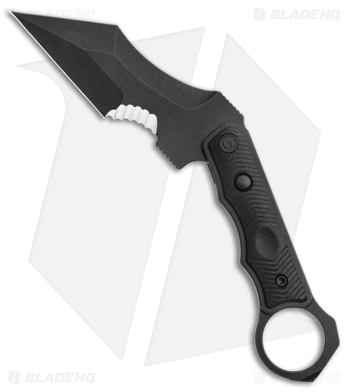 CIVIVI Orthrus Tactical Button Fixed Blade Knife Black G-10 (3.8" Black Serr)