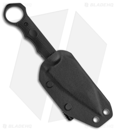 CIVIVI Orthrus Tactical Button Fixed Blade Knife Black G-10 (3.8" Black Serr)