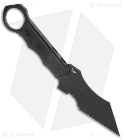CIVIVI Orthrus Tactical Button Fixed Blade Knife Black G-10 (3.8" Black Serr)