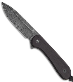 CIVIVI Elementum Fixed Blade Knife Flat Black Ebony (4" Damascus) C2105-DS1