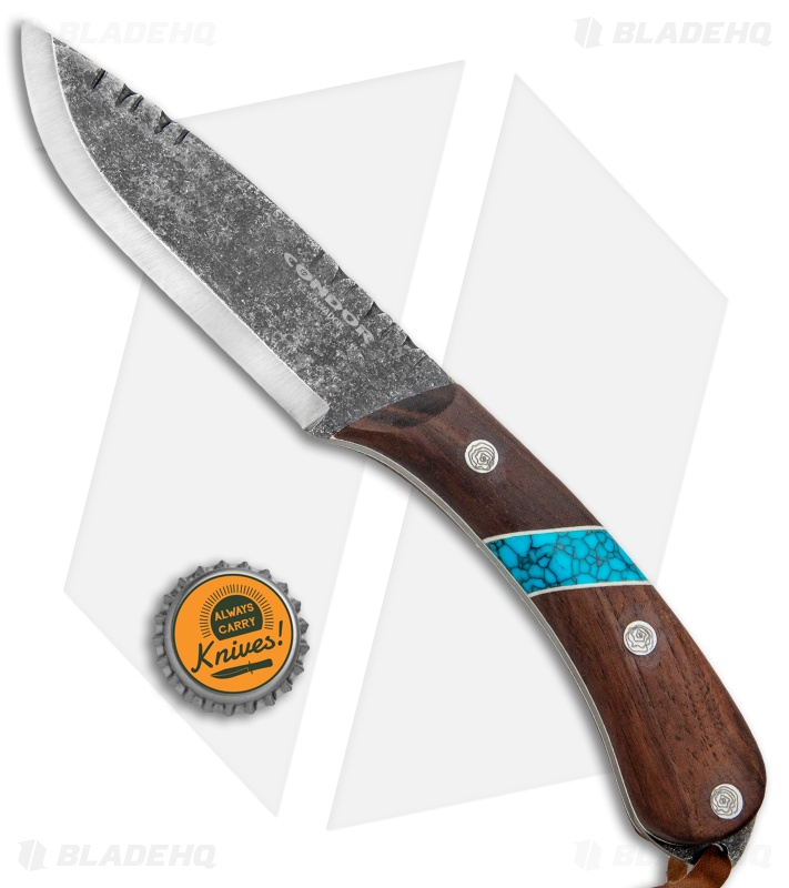Condor Blue River Fixed Blade Knife Knife Walnut/Turquoise (4.5" Black)