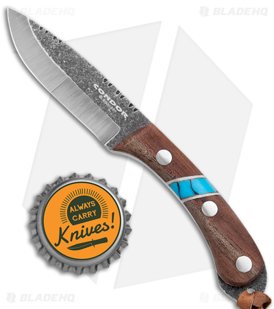 Condor Blue River Neck Knife Fixed Blade Walnut/Turquoise (2.25" Gray)