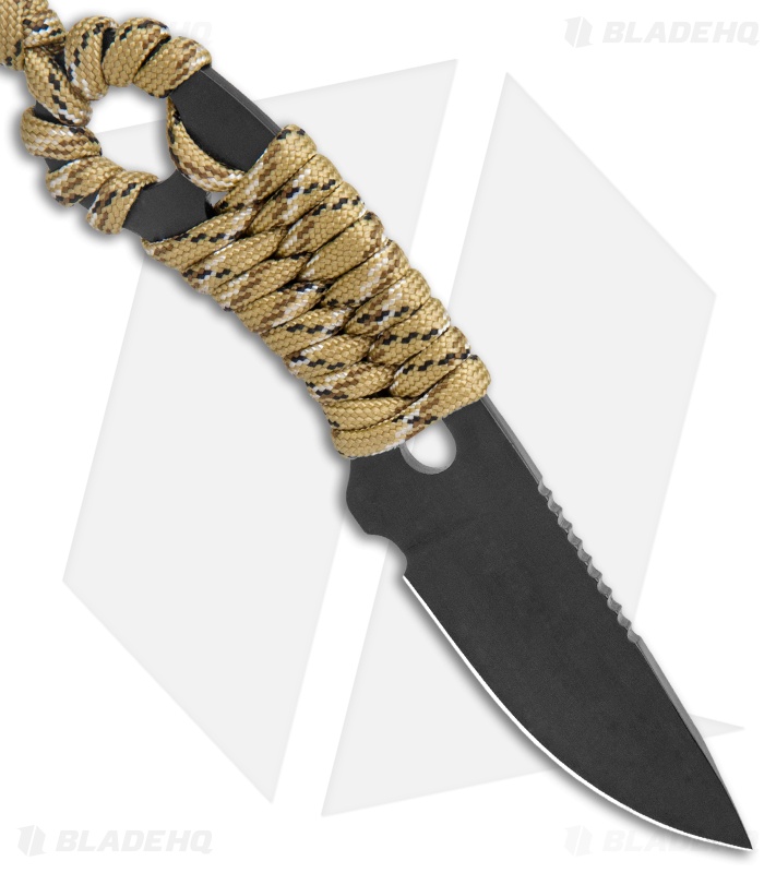 Condor Carlitos Neck Knife Fixed Blade Desert Tan Paracord (2.5" Black)