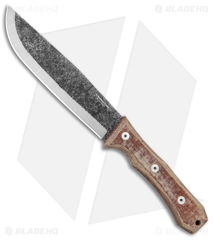 Condor Mountain Pass Camp Fixed Blade Knife w/ Leather Sheath (7" Black) 