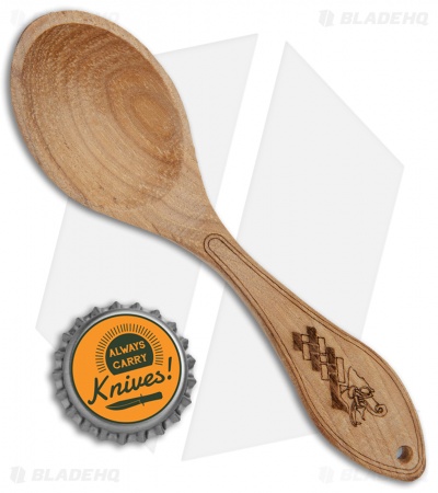 Condor Norse Dragon Carved Spoon Burnt American Hickory w/ Sheepskin Sheath