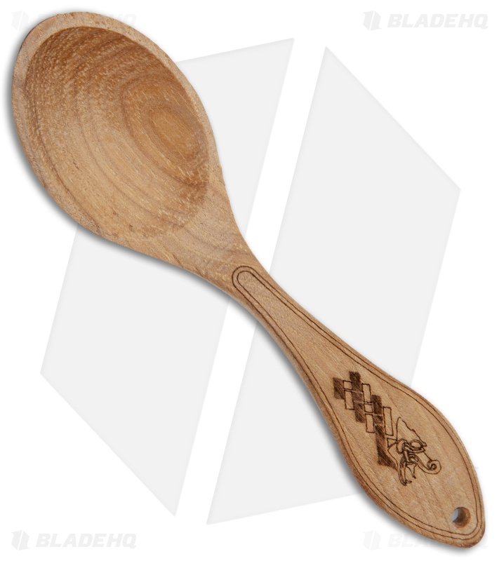 Condor Norse Dragon Carved Spoon Burnt American Hickory w/ Sheepskin Sheath