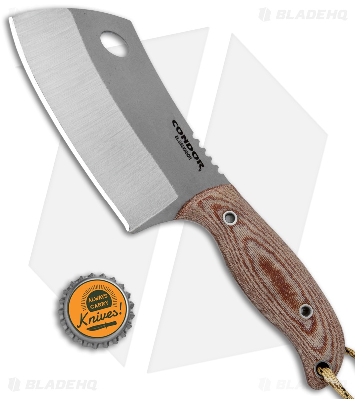 Condor Primal Cleaver Fixed Blade Knife Micarta w/ Leather Sheath (4.1" BB) 
