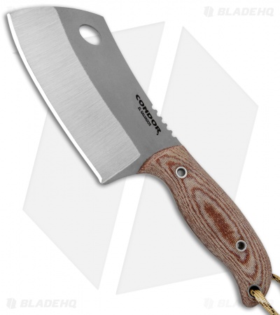 Condor Primal Cleaver Fixed Blade Knife Micarta w/ Leather Sheath (4.1" BB) 