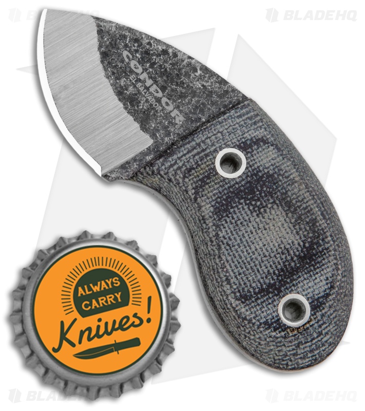 Condor Tortuga Neck Knife Fixed Blade Gray Mcarta (1.4" Black)