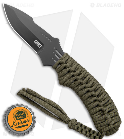 CRKT Crawford Thunder Strike Neck Knife Green Paracord (2.8" Black) 2032