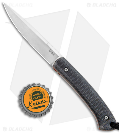 CRKT Folts Biwa Fixed Blade Knife Black Resin Infused Fiber (3" Satin) 
