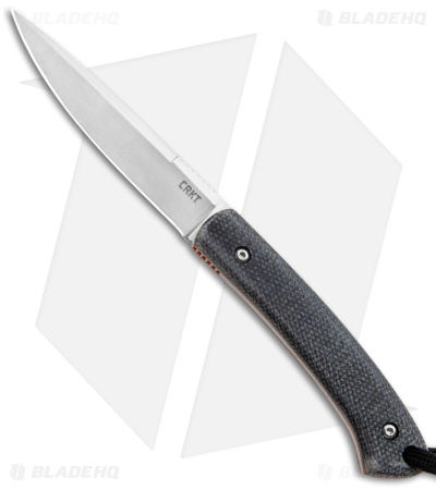 CRKT Folts Biwa Fixed Blade Knife Black Resin Infused Fiber (3" Satin) 