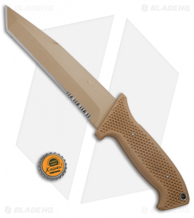 CRKT M60 16NKD Large Fixed Blade Tanto Knife Desert Tan (6.13" Tan Serr)