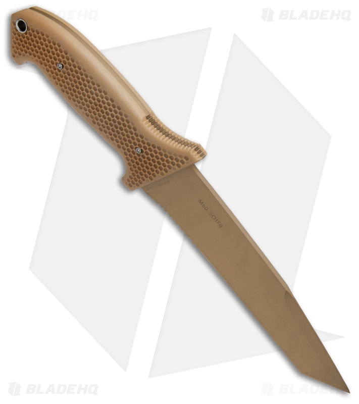CRKT M60 16NKD Large Fixed Blade Tanto Knife Desert Tan (6.13" Tan Serr
