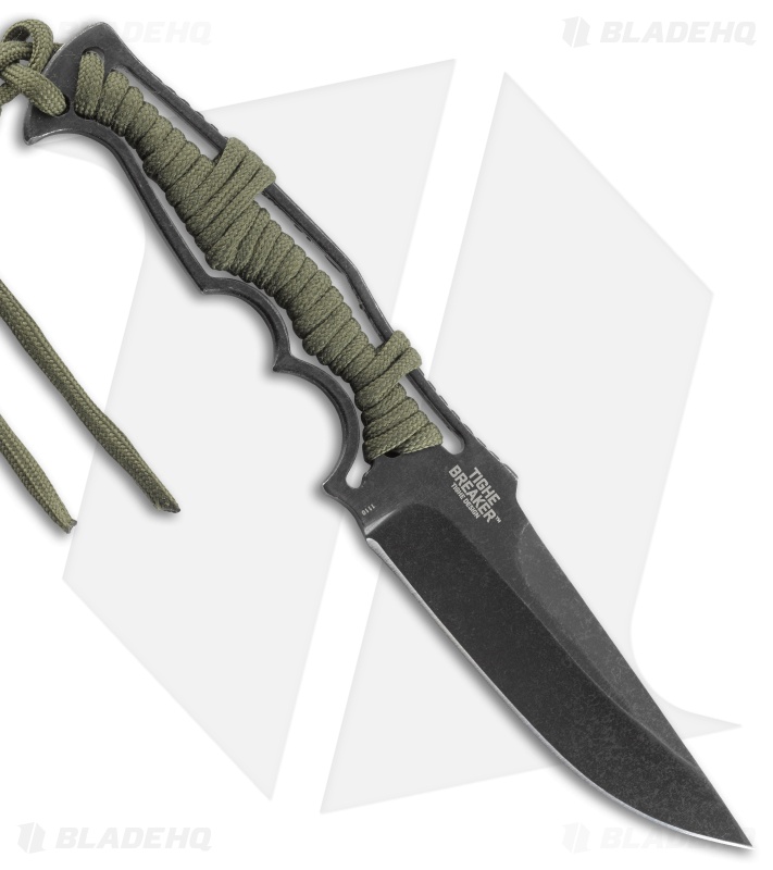 CRKT Tighe Breaker Fixed Blade Knife Green Paracord (4.25" Black Stonewash)1110