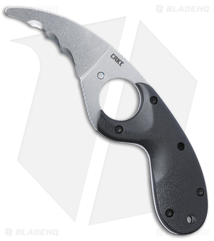 CRKT Kommer Bear Claw Fixed Blade Knife Black Nylon (2.39" Stonewash Serr)