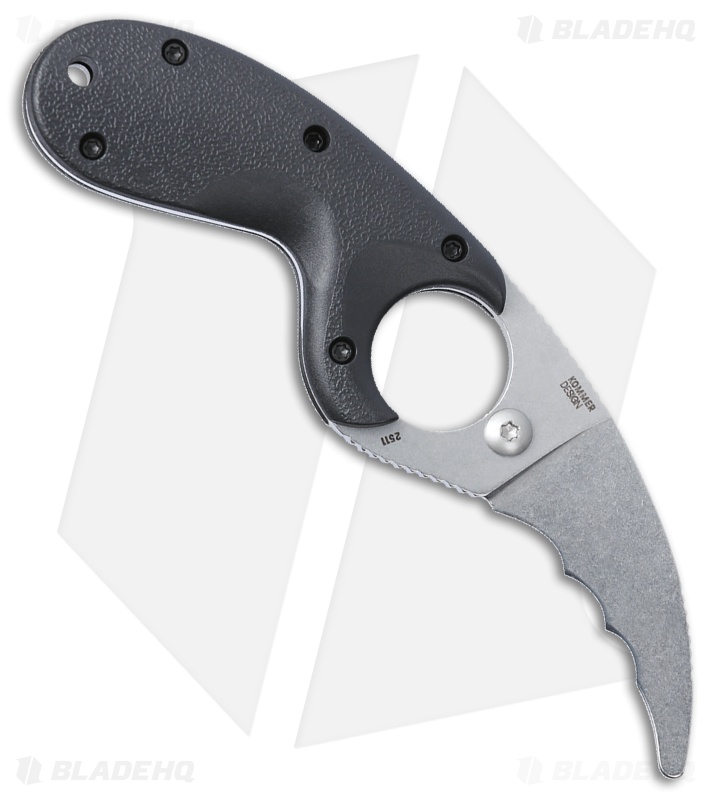 CRKT Kommer Bear Claw Fixed Blade Knife Black Nylon (2.39" Stonewash Serr)