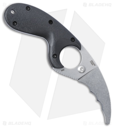 CRKT Kommer Bear Claw Fixed Blade Knife Black Nylon (2.39" Stonewash Serr)