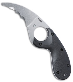 CRKT Kommer Bear Claw Fixed Blade Knife Black Nylon (2.39" Stonewash Serr)