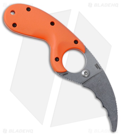 CRKT Kommer Bear Claw Fixed Blade Knife Orange Nylon (2.39" Stonewash Serr)