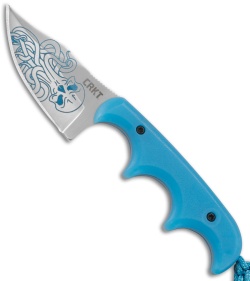 CRKT Folts Minimalist Bowie Cthulhu Neck Knife Blue GRN (2&quot; Satin) 2387O | 130453