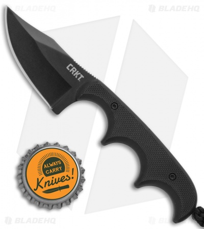 CRKT Folts Minimalist Bowie Neck Knife Black G-10 (2" Black) 2387K