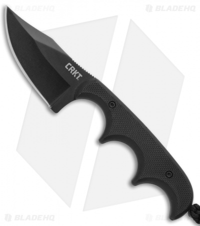 CRKT Folts Minimalist Bowie Neck Knife Black G-10 (2" Black) 2387K