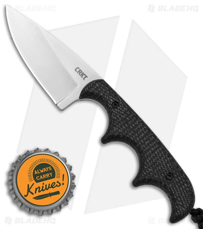 CRKT Folts Minimalist Drop Point Neck Knife Black (2" Satin 154CM)