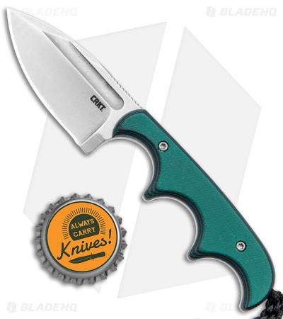 CRKT Folts Minimalist Spear Point Neck Knife Green Resin/Fiber (2.1" Stonewash)