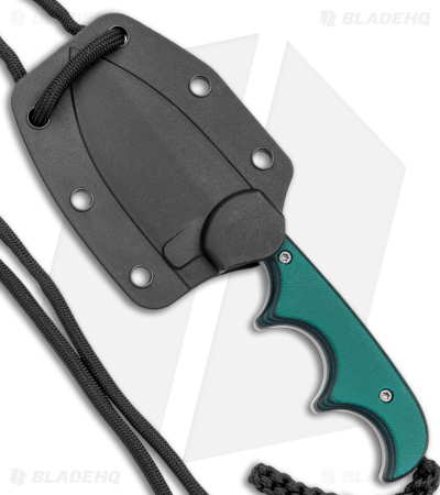 CRKT Minimalist Katana Fixed Blade Neck Knife Green Resin Infused Fiber  Scales w/ Katana Plain Edge