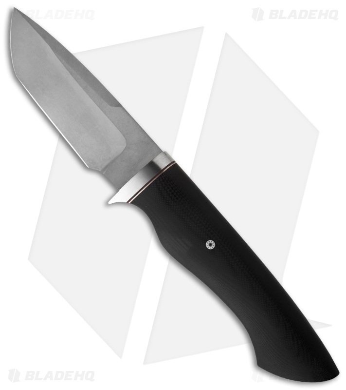 O'Hare Knives Tanto Fixed Blade Black G-10 Knife (3.875" Stonewash)