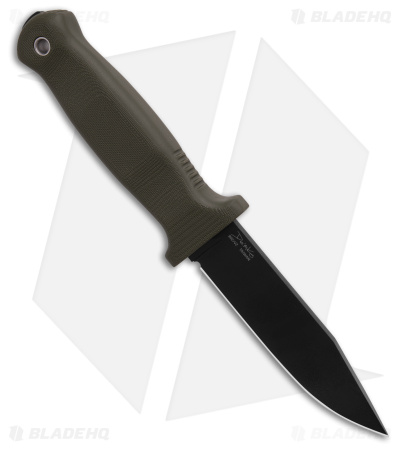 Demko Armiger 4 Clip Point Fixed Blade Knife OD Green Rubber (4" Black)