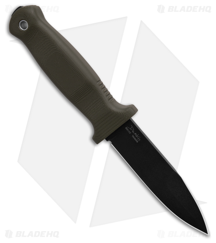 Demko Armiger 4 Spear Point Fixed Blade Knife OD Green Rubber (4" Black)