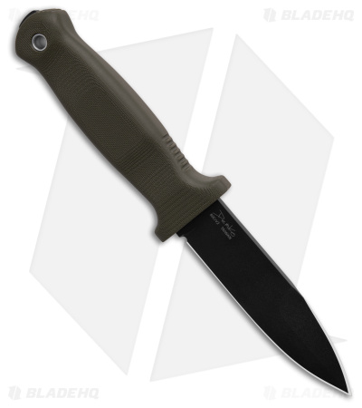 Demko Armiger 4 Spear Point Fixed Blade Knife OD Green Rubber (4" Black)