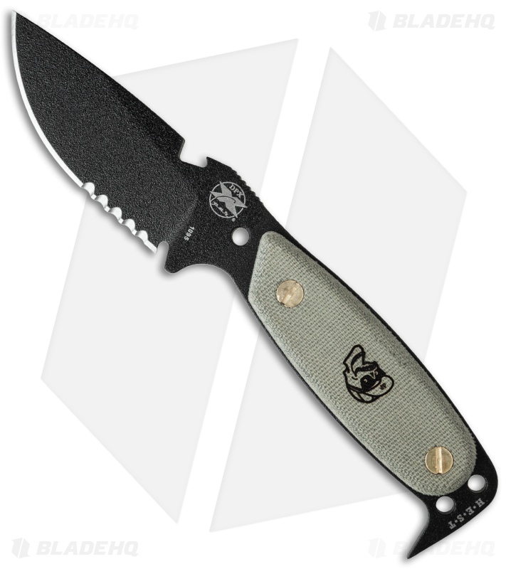 DPx H.E.S.T. Original Fixed Blade Knife Micarta (3.125" Black Serr)